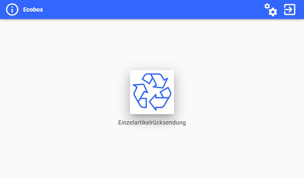 Ecobox-Konfigurationsbildschirm für die Rückgabe einzelner Verbrauchsmaterialien