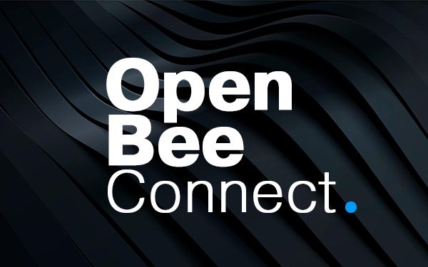Open Bee Connect-Logo auf schwarzem Hintergrund