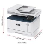 Xerox® B305 Multifunktionsdrucker, Dreiviertelansicht mit Abmessungen.